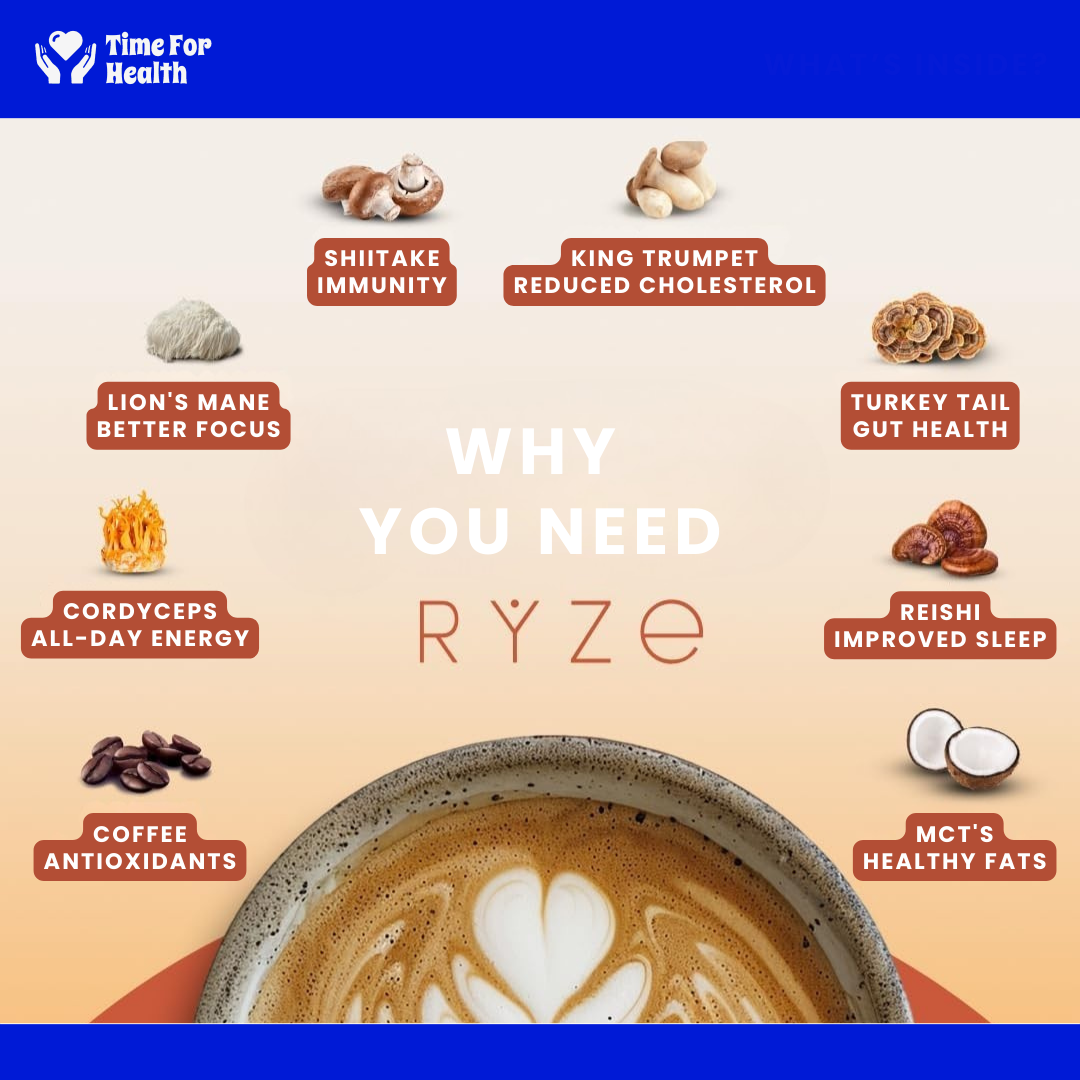 RYZE Mushroom Coffee - 6 Adaptogenic Mushrooms