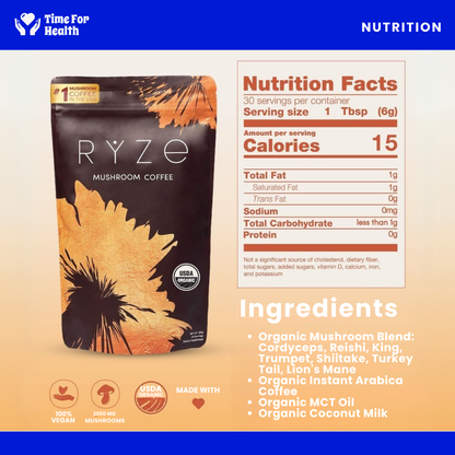 RYZE Mushroom Coffee - 6 Adaptogenic Mushrooms